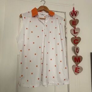 NWT Sleeveless White Top with Orange Floral Accents XXL